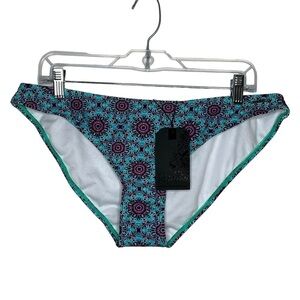 RIPZONE Lea Tile Print Bikini Bottom Swimsuit Turquoise